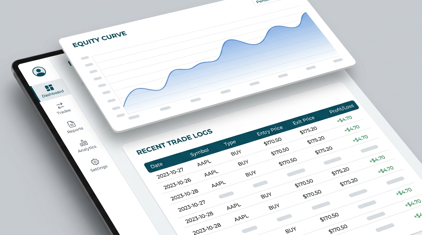 LogiTrades trading dashboard preview on mobile